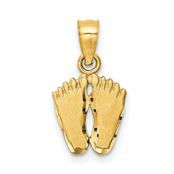 14K Yellow Gold Satin Diamond-cut Footprints Pendant - (A86-269) 14K Yellow Gold Satin Diamond-cut Footprints Pendant - (A86-269)