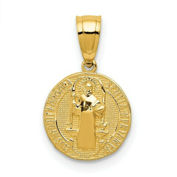 14K Yellow Gold San Benito 2 Sided Round Small Pendant - (A86-332) 14K Yellow Gold San Benito 2 Sided Round Small Pendant - (A86-332)