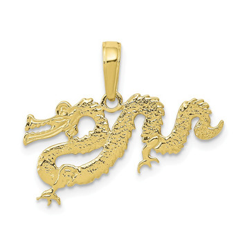 10K Yellow Gold Dragon Pendant - (A88-611)