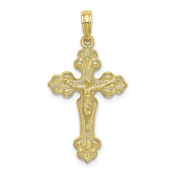 10K Yellow Gold Crucifix With FANCY Tips Charm Pendant - (A89-127) 10K Yellow Gold Crucifix With FANCY Tips Charm Pendant - (A89-127)
