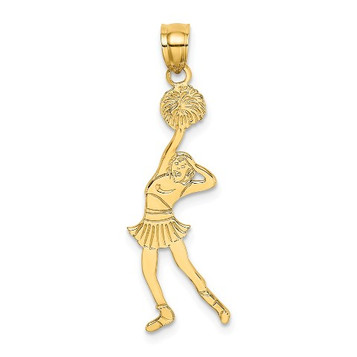 14K Yellow Gold Cheerleader With Hand on Head Charm Pendant - (A89-649) 14K Yellow Gold Cheerleader With Hand on Head Charm Pendant - (A89-649)