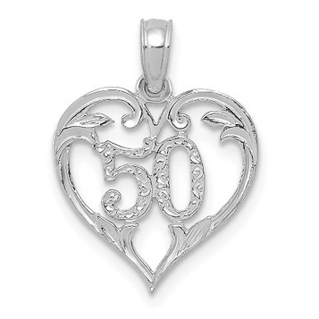 14k White Gold 50 In Heart Cutout Pendant - (A89-656)