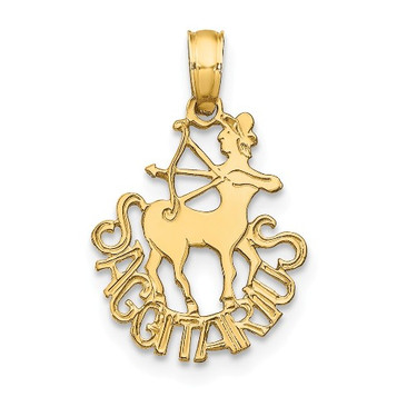 14K Yellow Gold Engraved & Block Sagittarius Charm Pendant - (A93-566) 14K Yellow Gold Engraved & Block Sagittarius Charm Pendant - (A93-566)