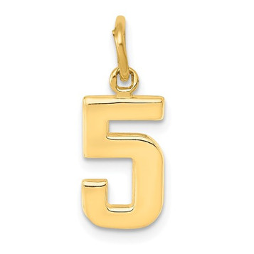 14K Yellow Gold Small Polished Number 5 Charm - (A98-385)