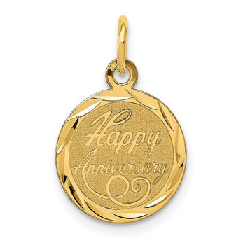 14K Yellow Gold Happy Anniversary Charm Pendant - (A98-558) 14K Yellow Gold Happy Anniversary Charm Pendant - (A98-558)