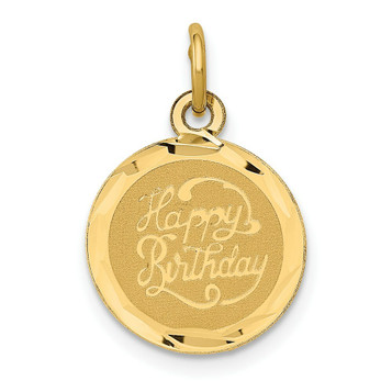 14K Yellow Gold Happy Birthday Disc Charm Pendant - (A98-758) 14K Yellow Gold Happy Birthday Disc Charm Pendant - (A98-758)