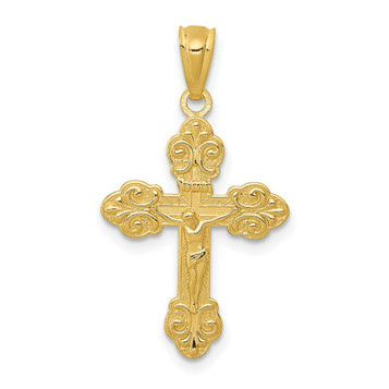 14K Yellow Gold Polished INRI Small Crucifix Pendant - (B11-348) 14K Yellow Gold Polished INRI Small Crucifix Pendant - (B11-348)