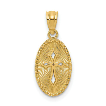 14K Yellow Gold Polished Small Cross Medal Pendant - (B11-650) 14K Yellow Gold Polished Small Cross Medal Pendant - (B11-650)
