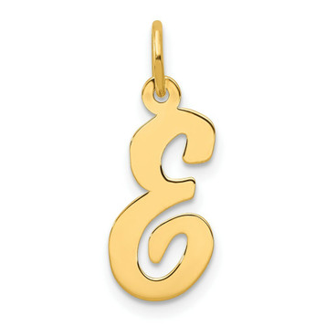 14K Yellow Gold Medium Script Initial Letter E Charm Pendant - (B13-124) 14K Yellow Gold Medium Script Initial Letter E Charm Pendant - (B13-124)