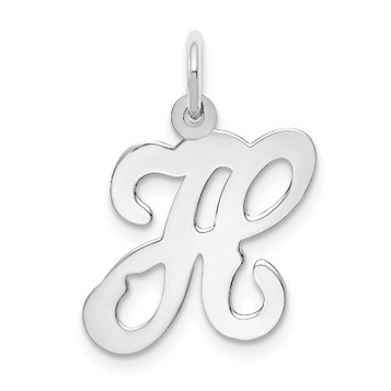 14K White Gold Initial Letter H Charm Pendant - (B13-247) 14K White Gold Initial Letter H Charm Pendant - (B13-247)