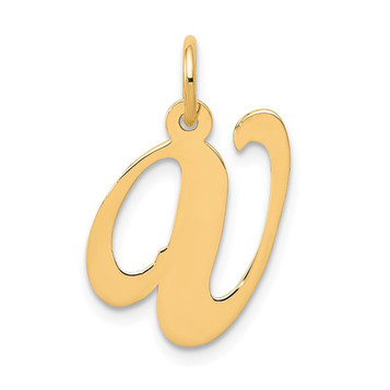 14K Yellow Gold Medium Fancy Script Initial Letter V Charm Pendant - (B13-369) 14K Yellow Gold Medium Fancy Script Initial Letter V Charm Pendant - (B13-369)
