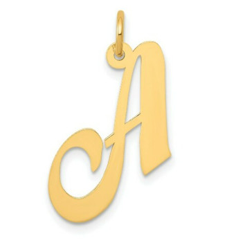 14K Yellow Gold Medium Fancy Script Initial Letter A Charm Pendant - (B13-443) 14K Yellow Gold Medium Fancy Script Initial Letter A Charm Pendant - (B13-443)
