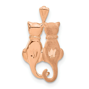 14K Rose Gold Polished and Textured Sitting Cats Pendant - (A83-607)