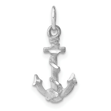 14K White Gold Solid Polished Diamond-cut 3-Dimensional Anchor Charm - (A84-262) 14K White Gold Solid Polished Diamond-cut 3-Dimensional Anchor Charm - (A84-262)
