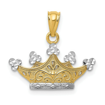 14K Yellow Gold and Rhodium Crown Pendant - (A84-913) 14K Yellow Gold and Rhodium Crown Pendant - (A84-913)