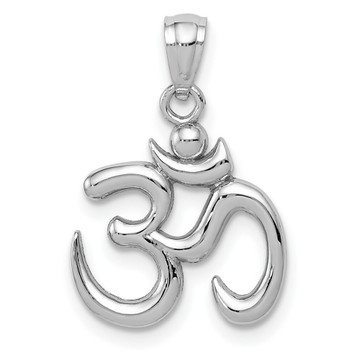 14K White Gold Polished Om Symbol Pendant - (A85-137)