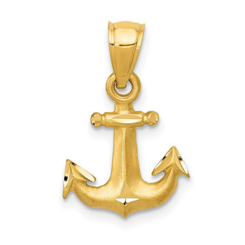 14K Yellow Gold Diamond-cut Anchor Pendant - (A85-297) 14K Yellow Gold Diamond-cut Anchor Pendant - (A85-297)
