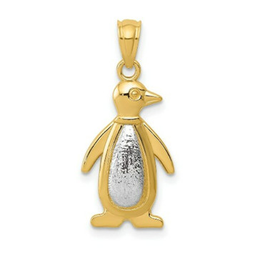 14K Yellow Gold Yellow & White Gold Polished & Textured Penguin Pendant - (A85-356) 14K Yellow Gold Yellow & White Gold Polished & Textured Penguin Pendant - (A85-356)