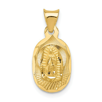 14K Yellow Gold Polished & Diamond-cut Lady of Guadalupe Oval Pendant - (A85-695) 14K Yellow Gold Polished & Diamond-cut Lady of Guadalupe Oval Pendant - (A85-695)