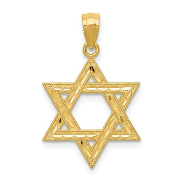 14K Yellow Gold Diamond-cut Polished Star of David Pendant - (A86-222) 14K Yellow Gold Diamond-cut Polished Star of David Pendant - (A86-222)