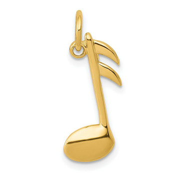 14K Yellow Gold Polished Flat-Backed Musical Note Charm - (A86-224)