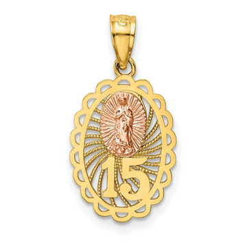 14K Yellow Gold Yellow & Rose Gold Two-tone 15 Guadalupe Pendant - (A87-369) 14K Yellow Gold Yellow & Rose Gold Two-tone 15 Guadalupe Pendant - (A87-369)