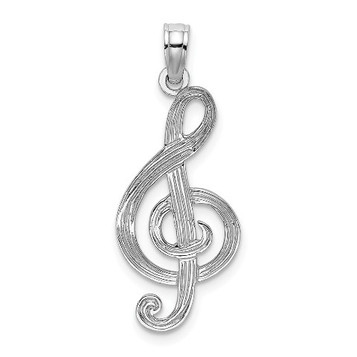 14K White Gold Music Clef Note Charm Pendant - (A93-335) 14K White Gold Music Clef Note Charm Pendant - (A93-335)