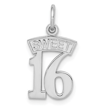 14K White Gold Sweet 16 Charm Pendant - (A98-430) 14K White Gold Sweet 16 Charm Pendant - (A98-430)