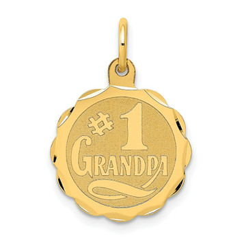 14K Yellow Gold #1 Grandpa Disc Charm Pendant - (A98-559) 14K Yellow Gold #1 Grandpa Disc Charm Pendant - (A98-559)
