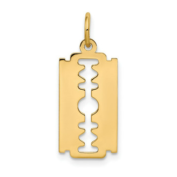 14K Yellow Gold Polished Razor Blade Charm - (A98-604)