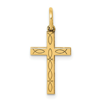 14K Yellow Gold Laser Designed Cross Charm 21mm length - (A99-994) 14K Yellow Gold Laser Designed Cross Charm 21mm length - (A99-994)