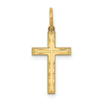 14K Yellow Gold Laser Designed Cross Charm 23mm length - (B11-231) 14K Yellow Gold Laser Designed Cross Charm 23mm length - (B11-231)