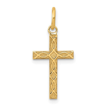 14K Yellow Gold Laser Designed Cross Charm 23mm length - (B11-276) 14K Yellow Gold Laser Designed Cross Charm 23mm length - (B11-276)