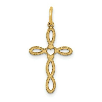 14K Yellow Gold Laser Designed Cross Pendant 27mm length - (B11-525) 14K Yellow Gold Laser Designed Cross Pendant 27mm length - (B11-525)