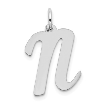 14K White Gold Large Script Initial Letter N Charm Pendant - (B13-126) 14K White Gold Large Script Initial Letter N Charm Pendant - (B13-126)