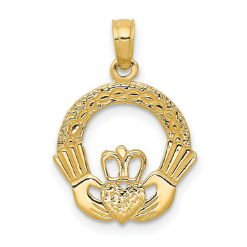 14K Yellow Gold Claddagh Charm 20mm length - (A83-454) 14K Yellow Gold Claddagh Charm 20mm length - (A83-454)