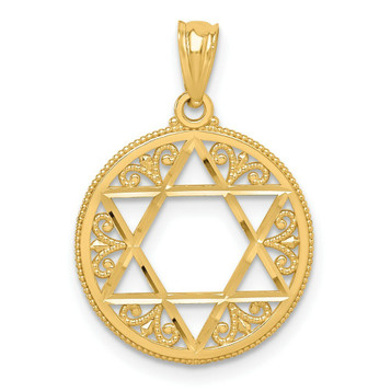 14K Yellow Gold Filigree Star of David Pendant - (A83-543) 14K Yellow Gold Filigree Star of David Pendant - (A83-543)