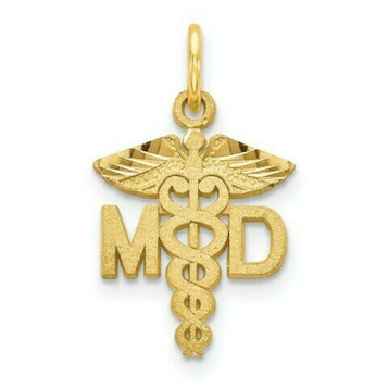 14K Yellow Gold M.D. Caduceus Charm - (A83-729) 14K Yellow Gold M.D. Caduceus Charm - (A83-729)