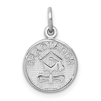 14K White Gold Polished Graduation Disc Charm - (A84-473)