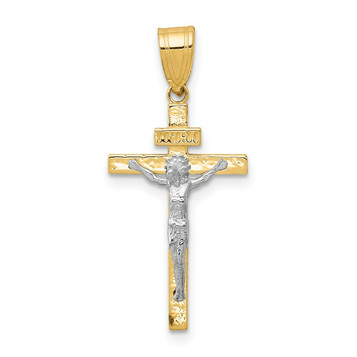 14K Two-tone Gold INRI Crucifix Pendant 30mm length - (A84-544) 14K Two-tone Gold INRI Crucifix Pendant 30mm length - (A84-544)