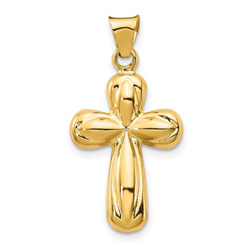 14K Yellow Gold Polished Stamping Cross Pendant - (A86-119)