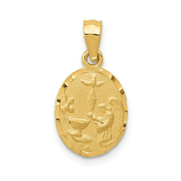 14K Yellow Gold Satin & Diamond-cut Baptism Pendant - (A86-131) 14K Yellow Gold Satin & Diamond-cut Baptism Pendant - (A86-131)