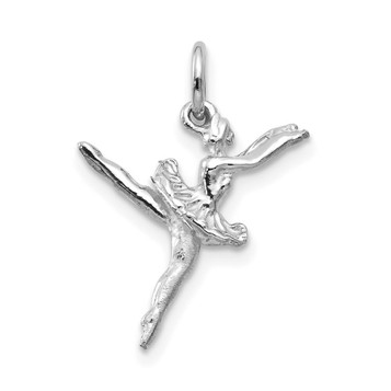 14K White Gold Polished 3-Dimensional Ballerina Charm - (A86-197)