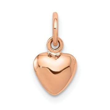 14K Rose Gold Solid Polished 3-Dimensional Medium Heart Charm - (A86-310)