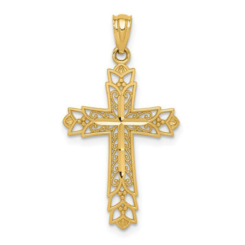 14K Yellow Gold Polished Filigree Cross Pendant - (A87-198) 14K Yellow Gold Polished Filigree Cross Pendant - (A87-198)