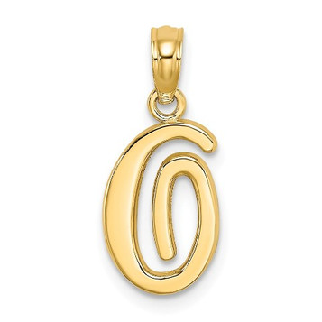 14K Yellow Gold Polished O Script Initial Charm Pendant - (A90-568) 14K Yellow Gold Polished O Script Initial Charm Pendant - (A90-568)