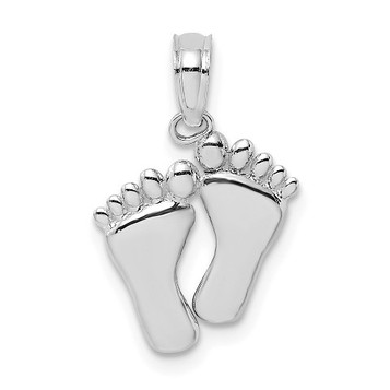 14K White Gold Double Feet - Hang Ten Style Pendant - (A92-255)