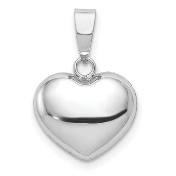 14K White Gold Puffed Heart Pendant - (A99-121) 14K White Gold Puffed Heart Pendant - (A99-121)
