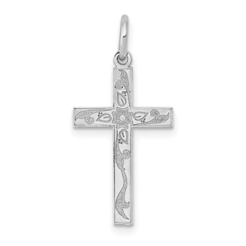 14K White Gold Laser Designed Cross Charm 23mm length - (B11-399) 14K White Gold Laser Designed Cross Charm 23mm length - (B11-399)