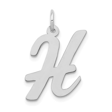 14K White Gold Large Script Initial Letter H Charm Pendant - (B11-947)